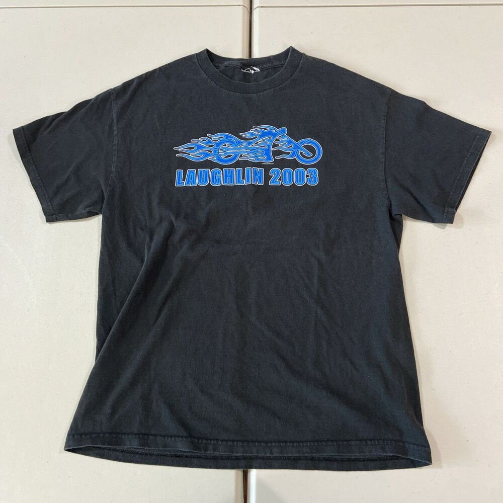 Vintage Laughlin River Run T Shirt Mens Large L? Flames Biker 2003